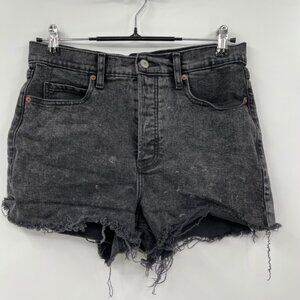 Old Navy Black Wash Denim Shorts Size 10 Higher High Rise Sky-Hi A-Line